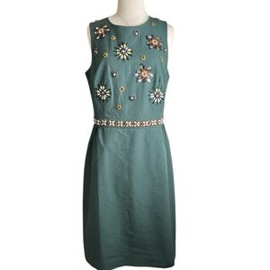 Boden Green Embellished Beaded Dress – 100% Cotton, Lined
